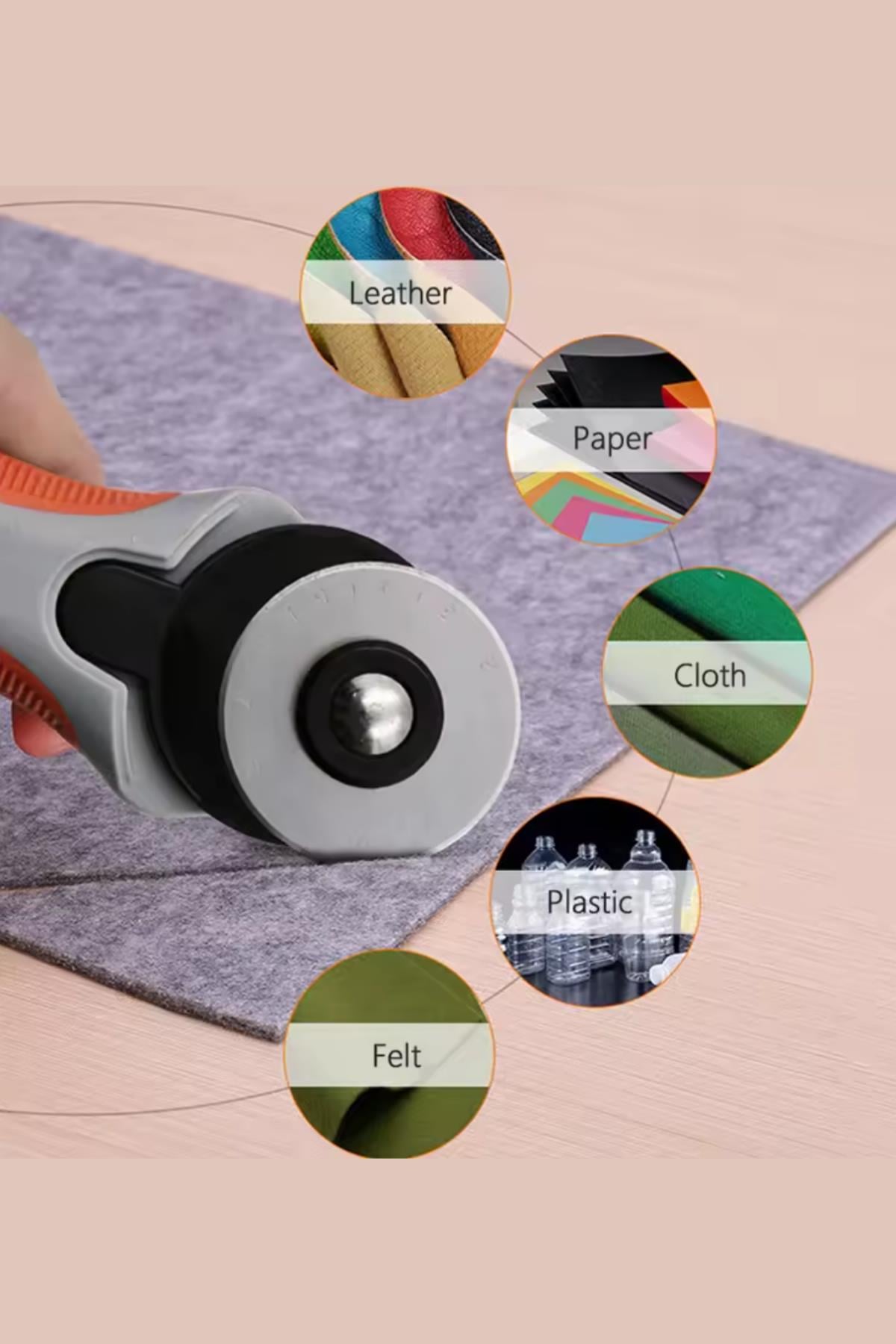 Yuvarlak Bıçaklı Kumaş Deri Kağıt Rulet Kesici 45mm
