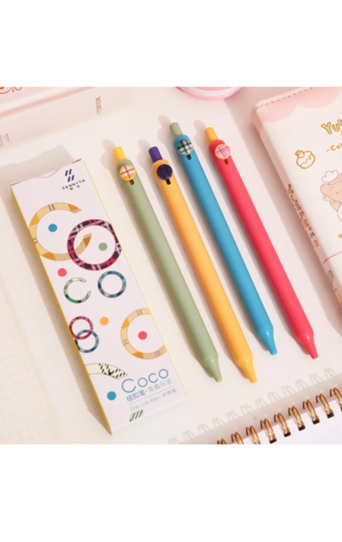 Zennyth Coco 0.4mm Roller Kalem Macaron Renkler 4'lü - Siyah