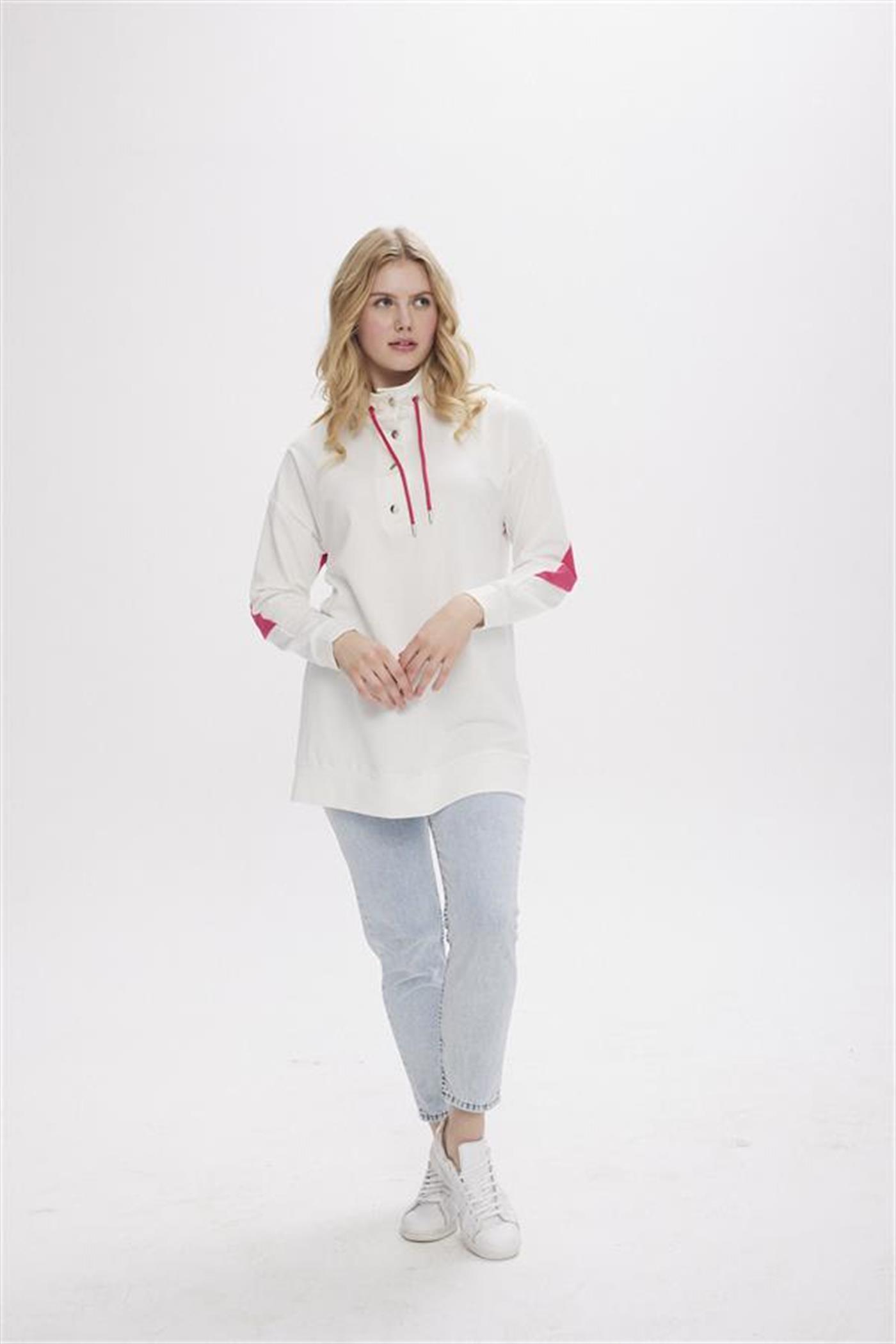 ARKASI YAZILI BASKILI SWEATSHİRT - Fuşya