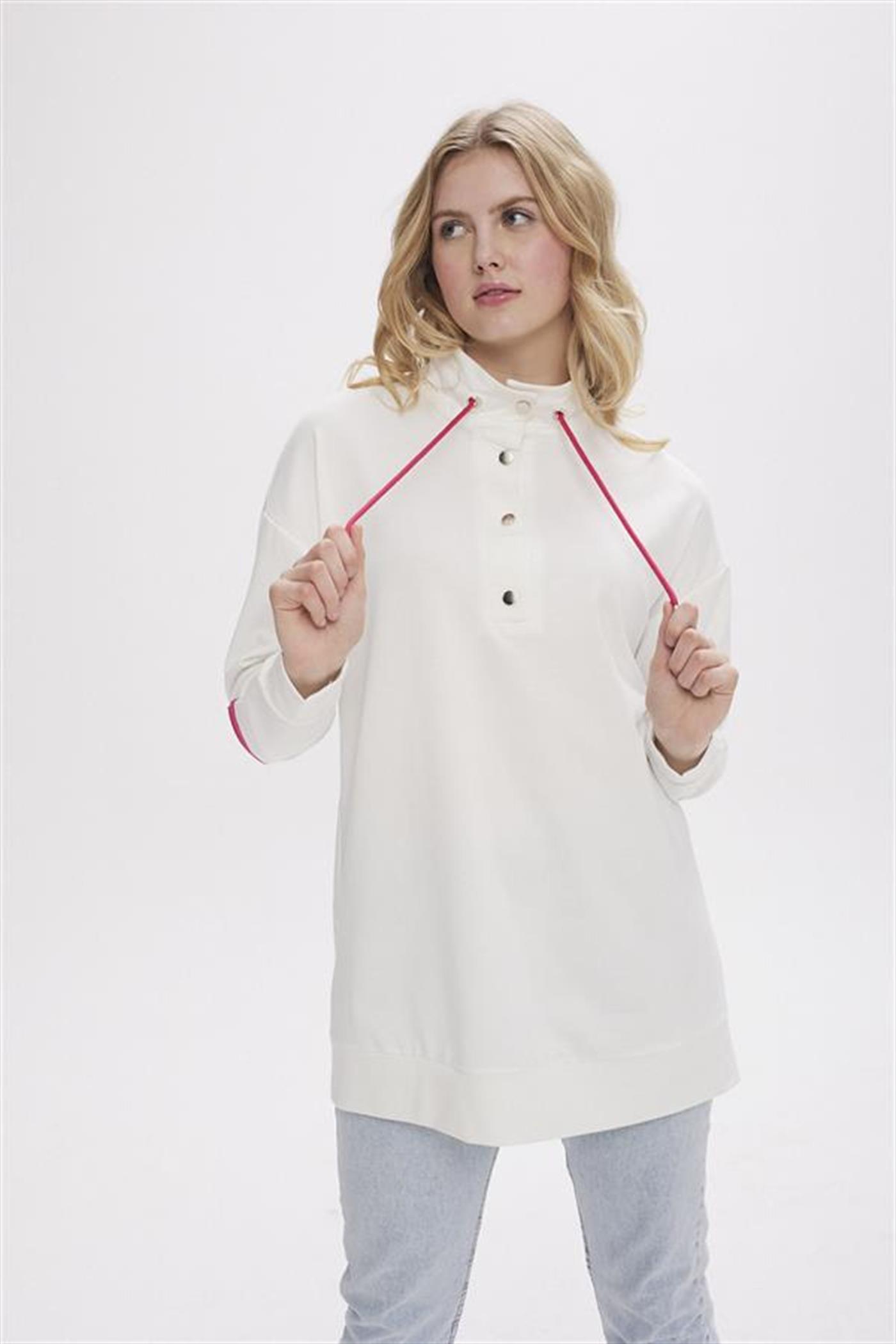 ARKASI YAZILI BASKILI SWEATSHİRT - Fuşya