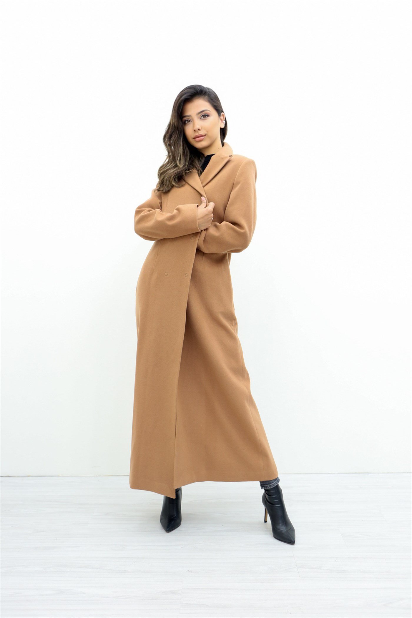 Armine Çıt Çıtlı Manto - Camel