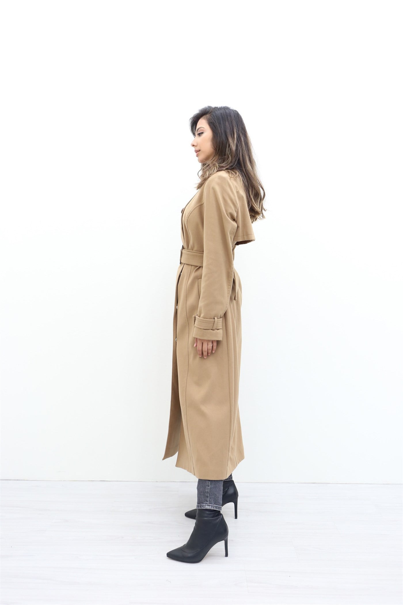 Armine Düğmeli Manto - Camel