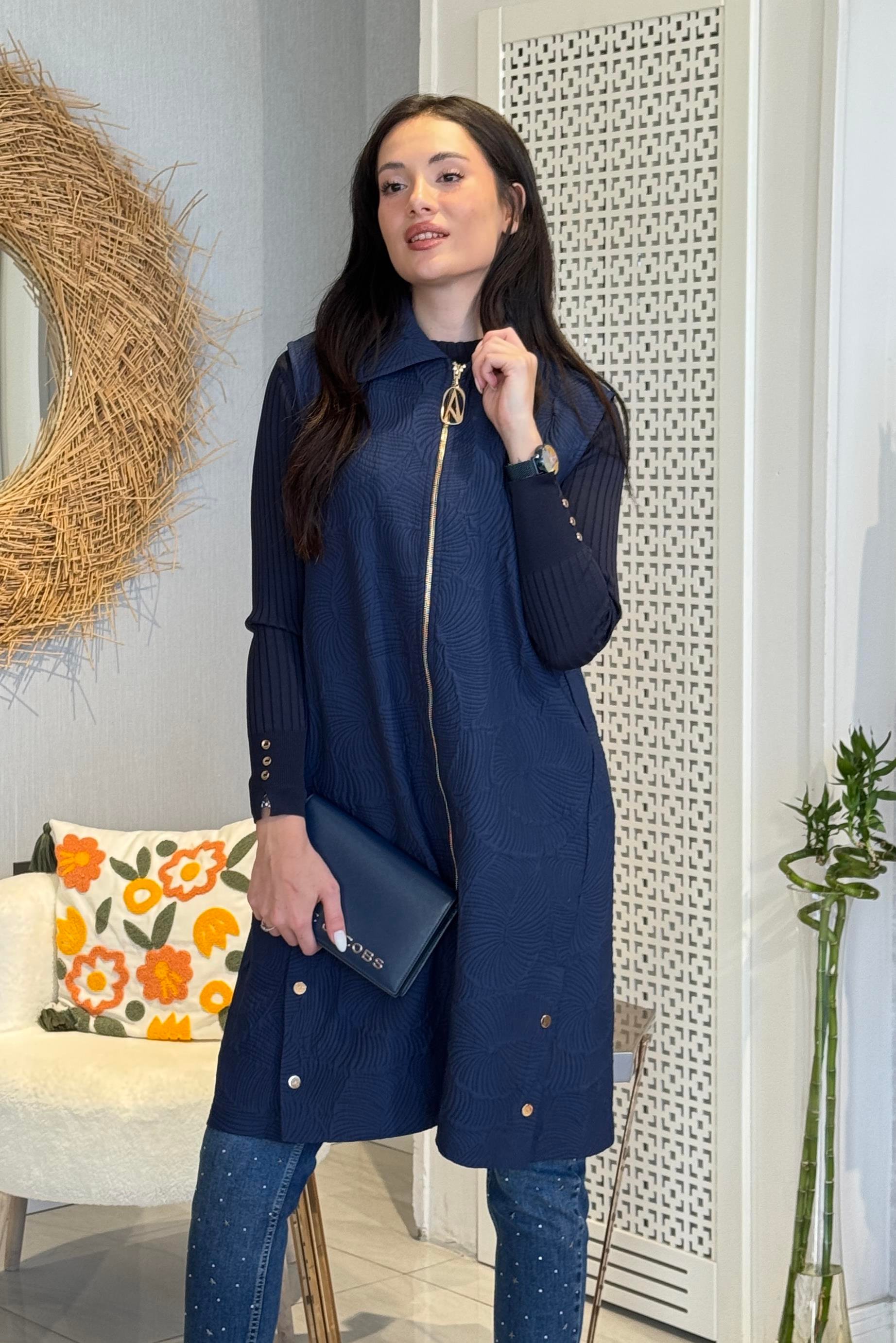 Armine Trend Tafta Kabartmalı Yelek 25KT526 - Lacivert