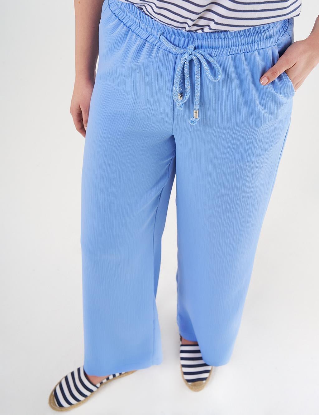 Bağcıklı Rahat Kesim Pantolon KA-B25-19044 - H.Mavi