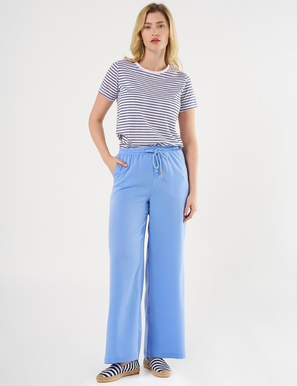 Bağcıklı Rahat Kesim Pantolon KA-B25-19044 - H.Mavi