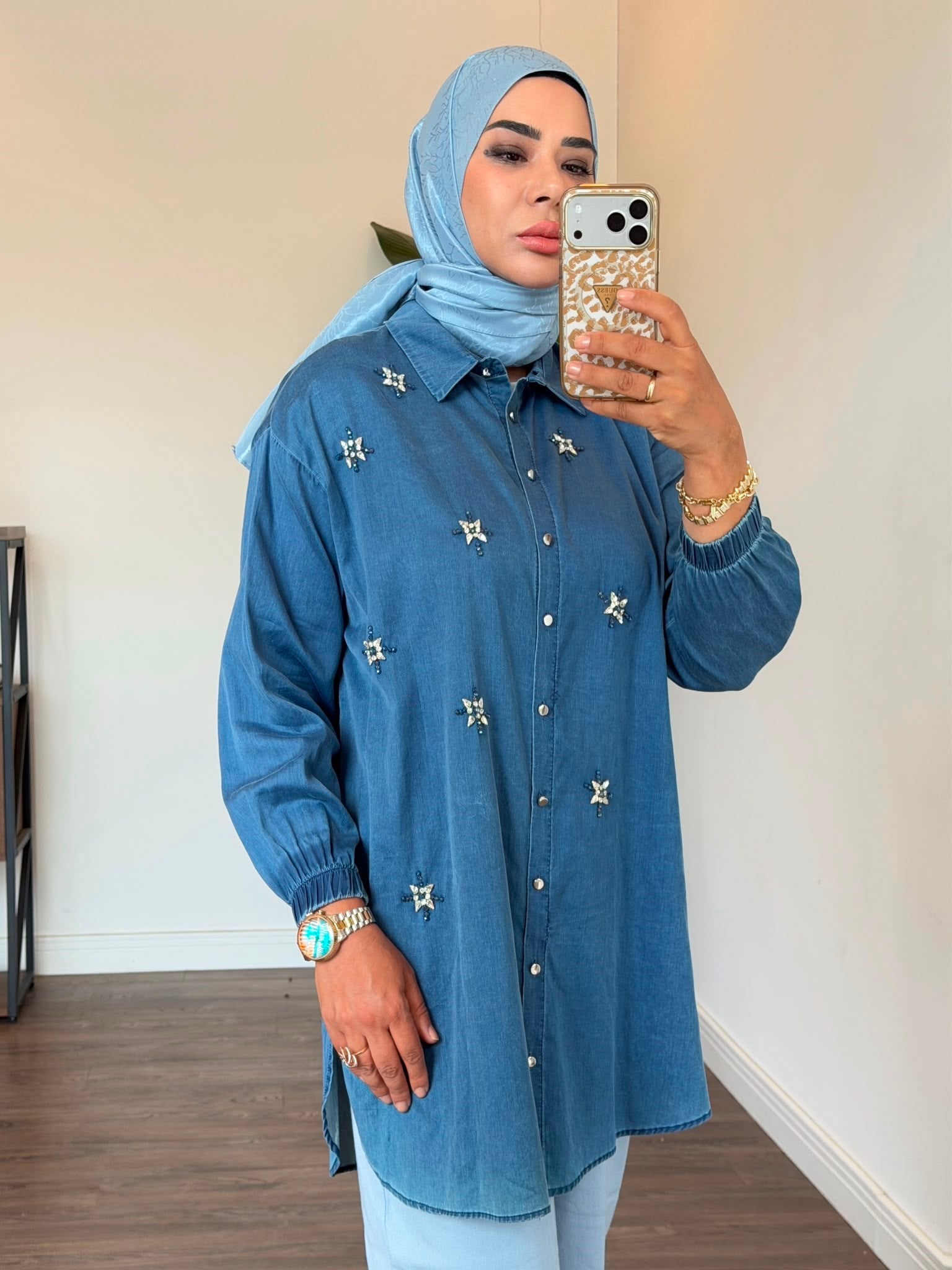 Batik Desenli Gömlek - Mavi