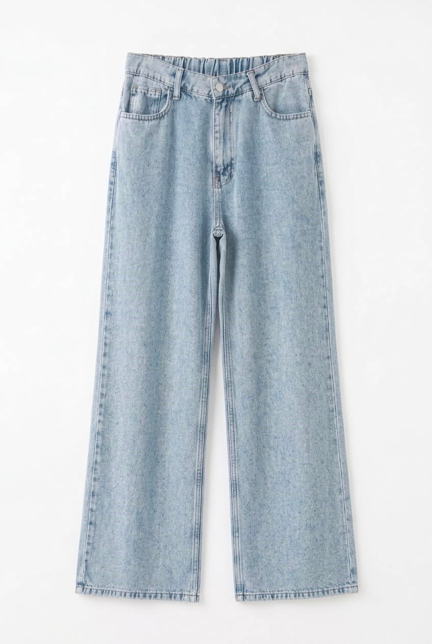 Bol Paça Tensel Denim Pantalon - Mavi