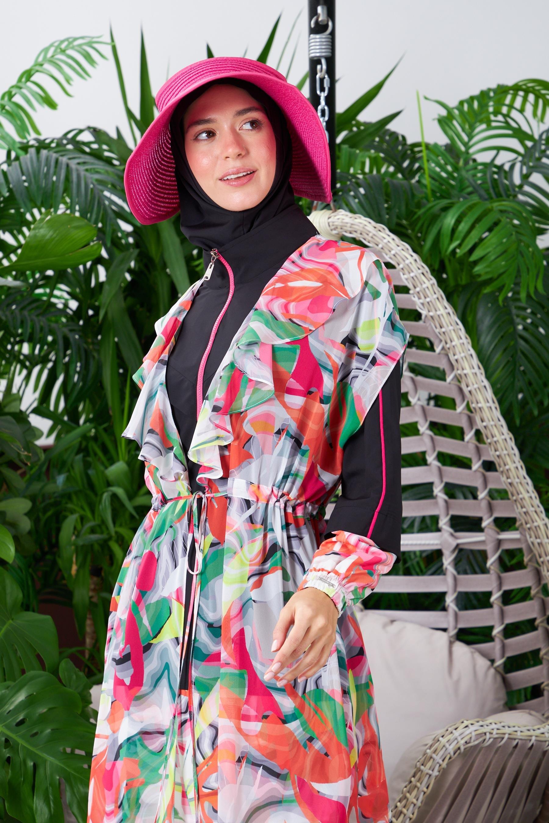 Desenli Şifon Pareo - Renkli
