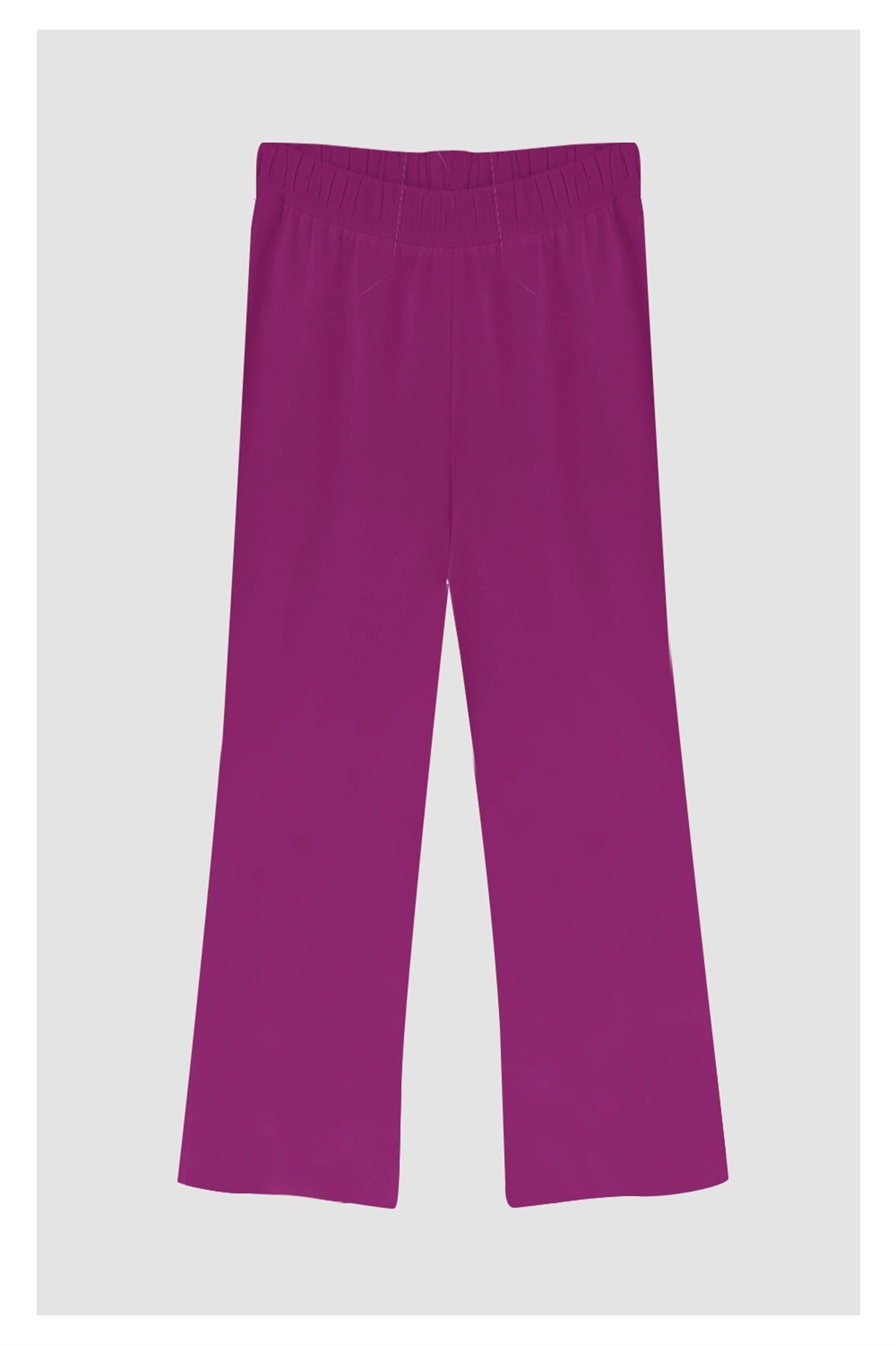 Geniş Paça Krep Pantolon - Fuşya
