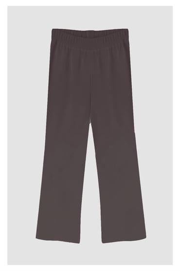 Geniş Paça Krep Pantolon - Kahverengi