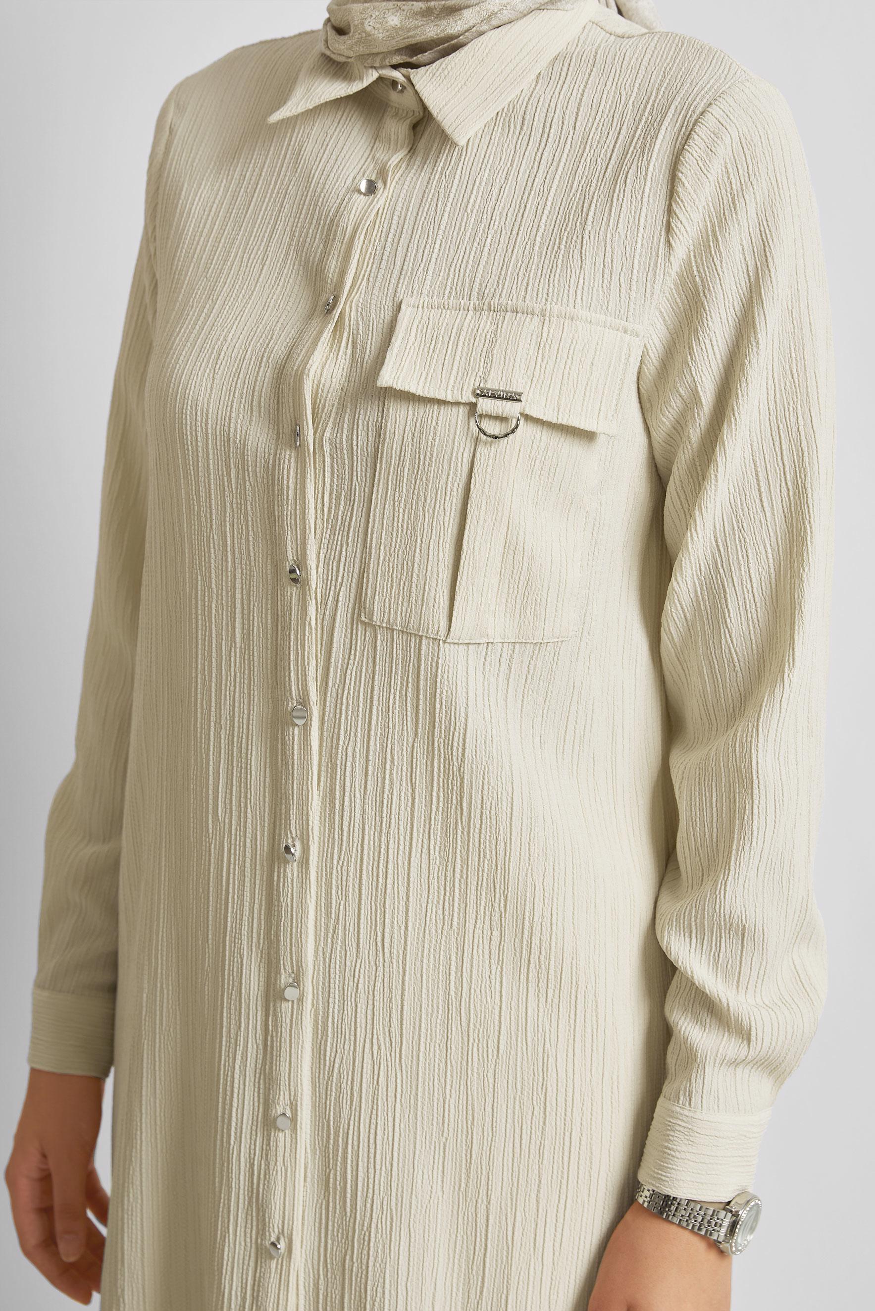 Gömlek Yaka Tunik 70879 - Taş