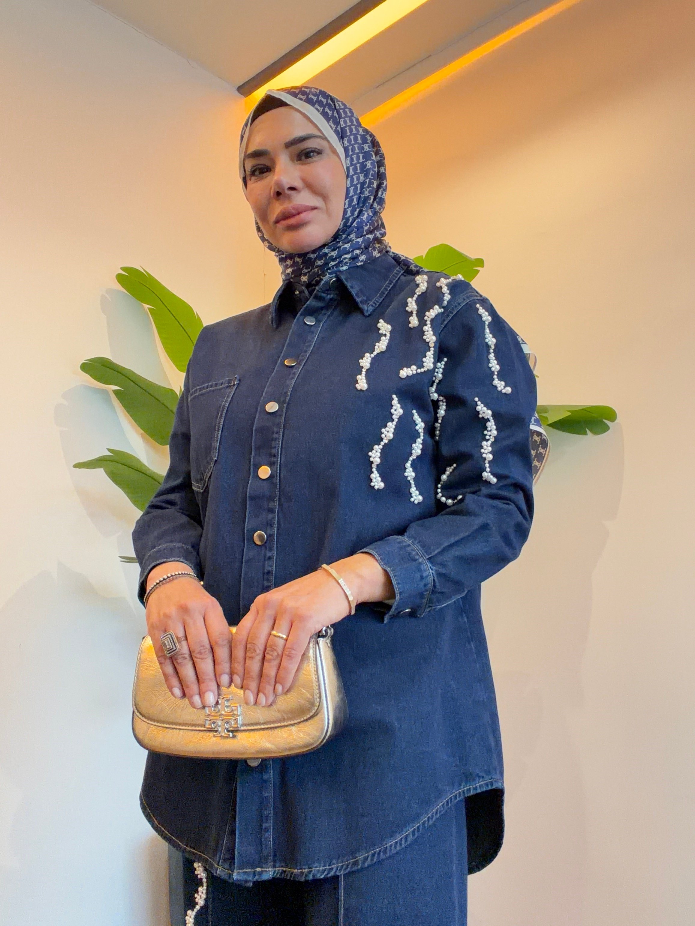 İncili Denim Takım - Lacivert
