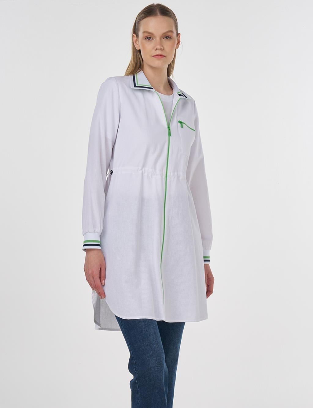 Kayra Beli Ayarlanabilir Rayon Tunik - Optik Beyaz