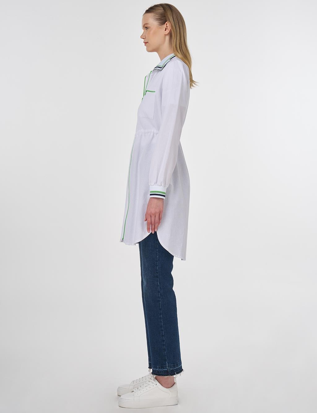 Kayra Beli Ayarlanabilir Rayon Tunik - Optik Beyaz