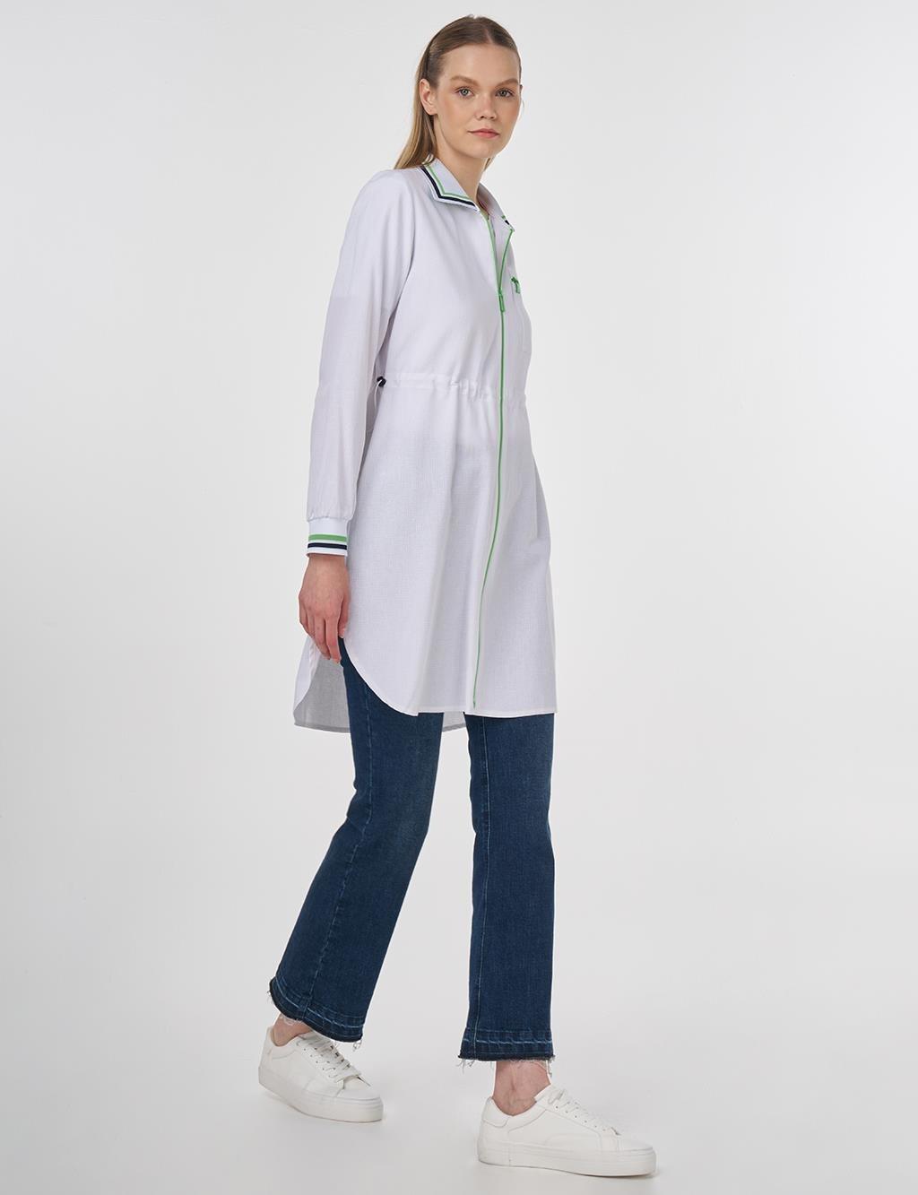 Kayra Beli Ayarlanabilir Rayon Tunik - Optik Beyaz