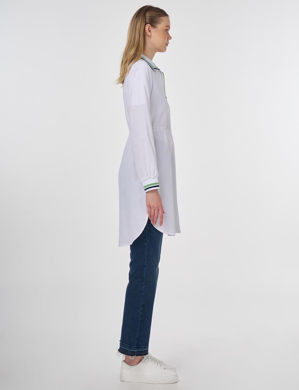 Kayra Beli Ayarlanabilir Rayon Tunik - Optik Beyaz