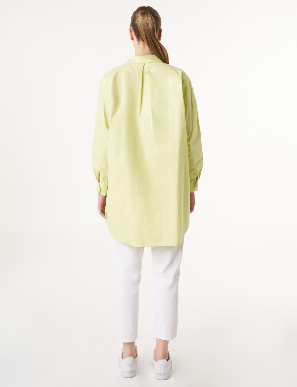 Kayra Boncuk İşlemeli Pamuklu Tunik KY-B25-70022 - Lıme