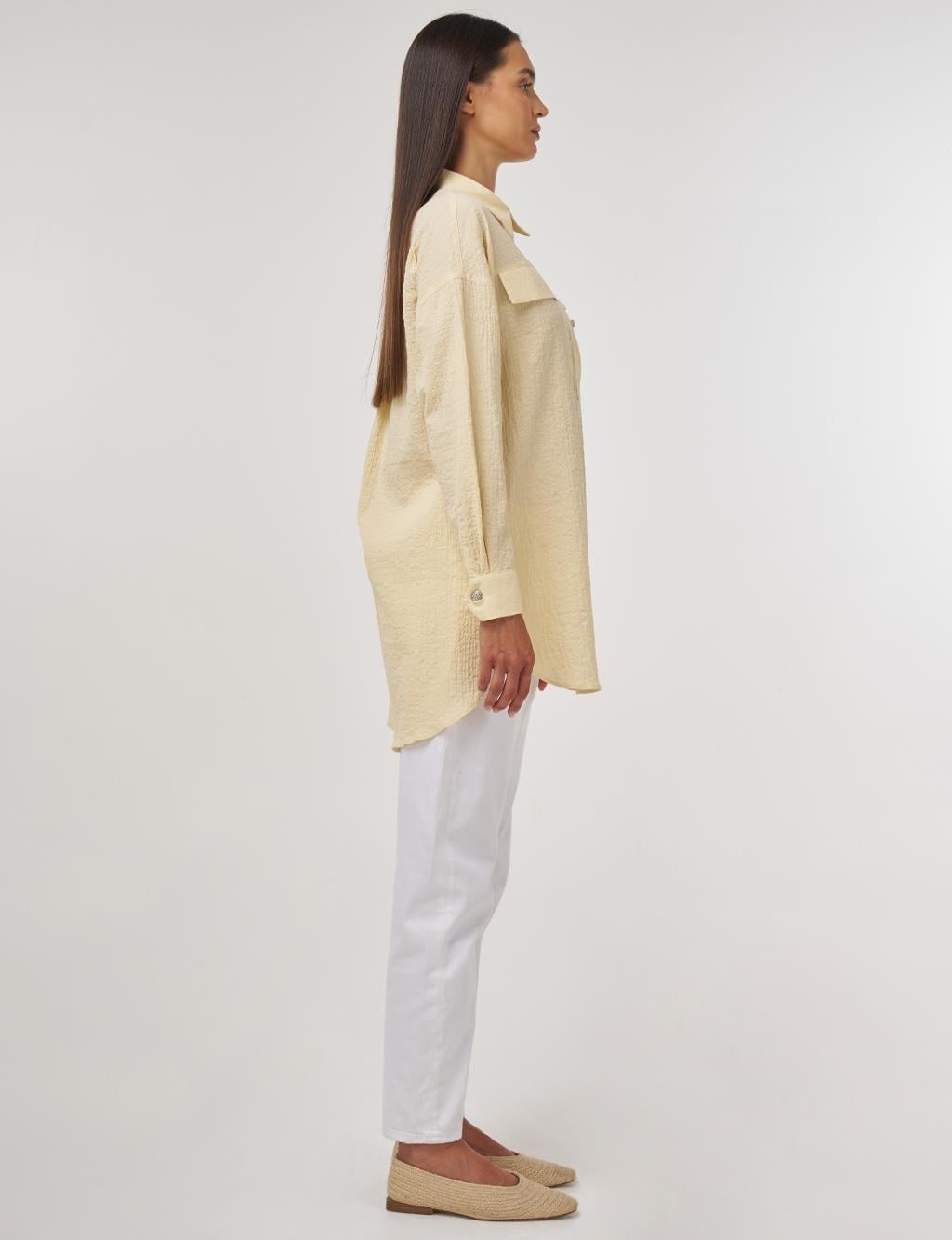 Kayra Çiçek Garnili Tunik KY-B25-71023 - A.Sarı