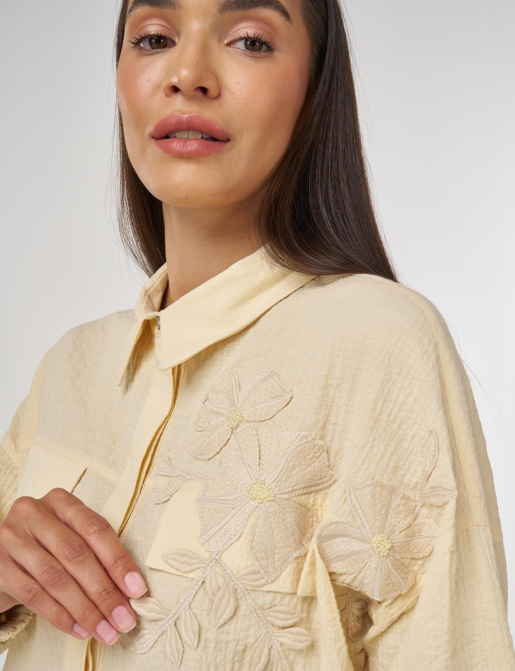 Kayra Çiçek Garnili Tunik KY-B25-71023 - A.Sarı