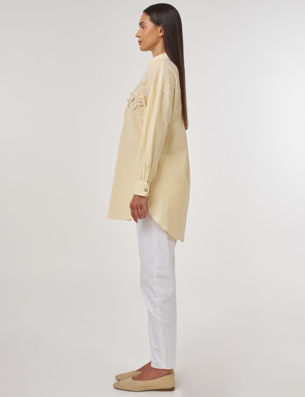Kayra Çiçek Garnili Tunik KY-B25-71023 - A.Sarı