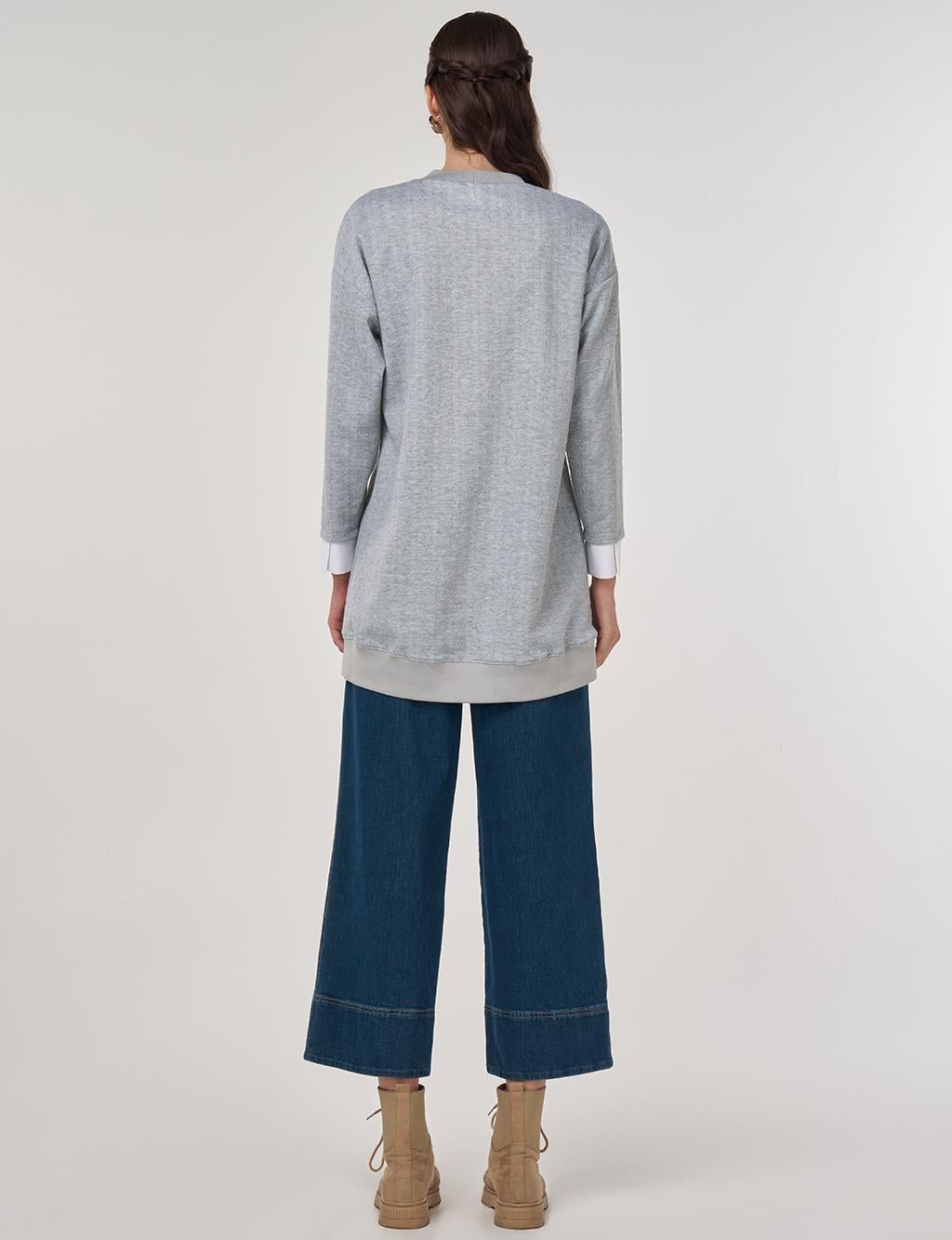 Kayra Desenli Sıfır Yaka Tunik KY-A25-70007 - A.Gri