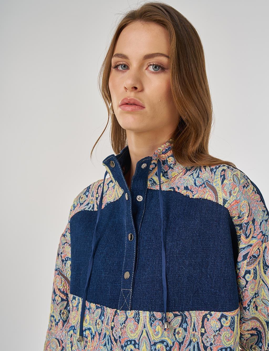 Kayra Dik Yaka Jakarlı Tunik KY-A25-70028 - Krem