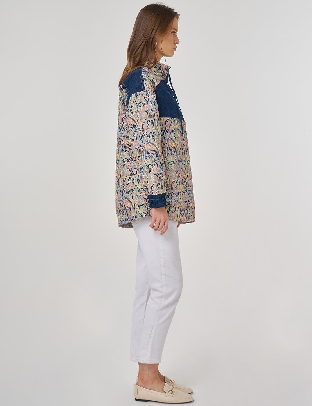 Kayra Dik Yaka Jakarlı Tunik KY-A25-70028 - Krem