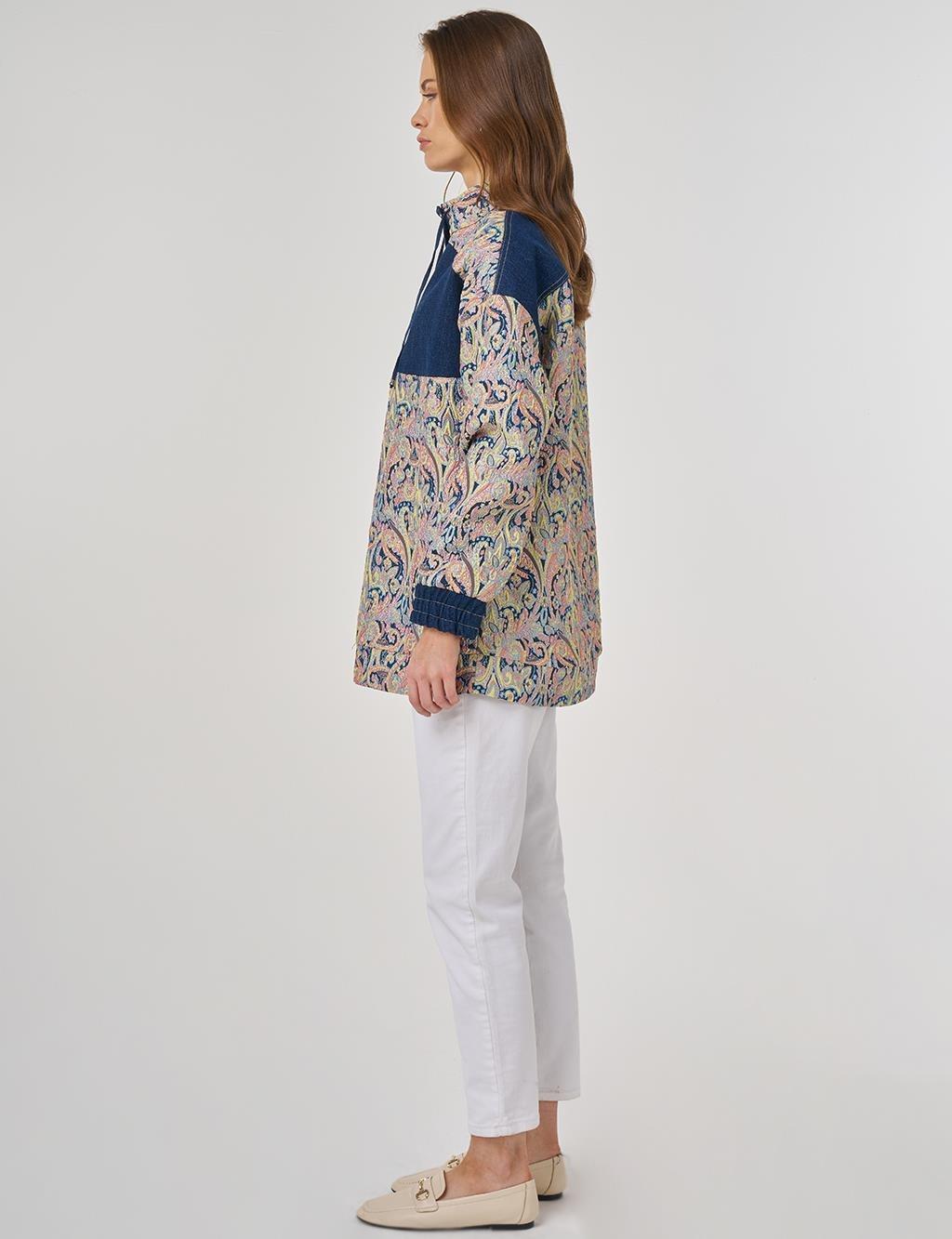 Kayra Dik Yaka Jakarlı Tunik KY-A25-70028 - Krem