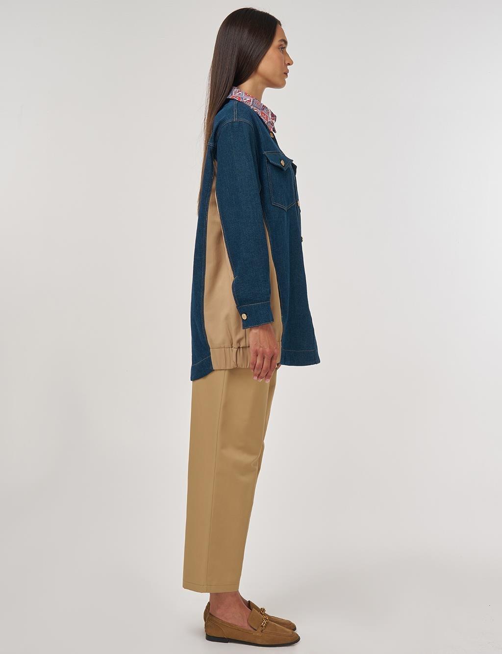 Kayra Jakarlı Denim Ceket KA-A25-13020 - Lacivert