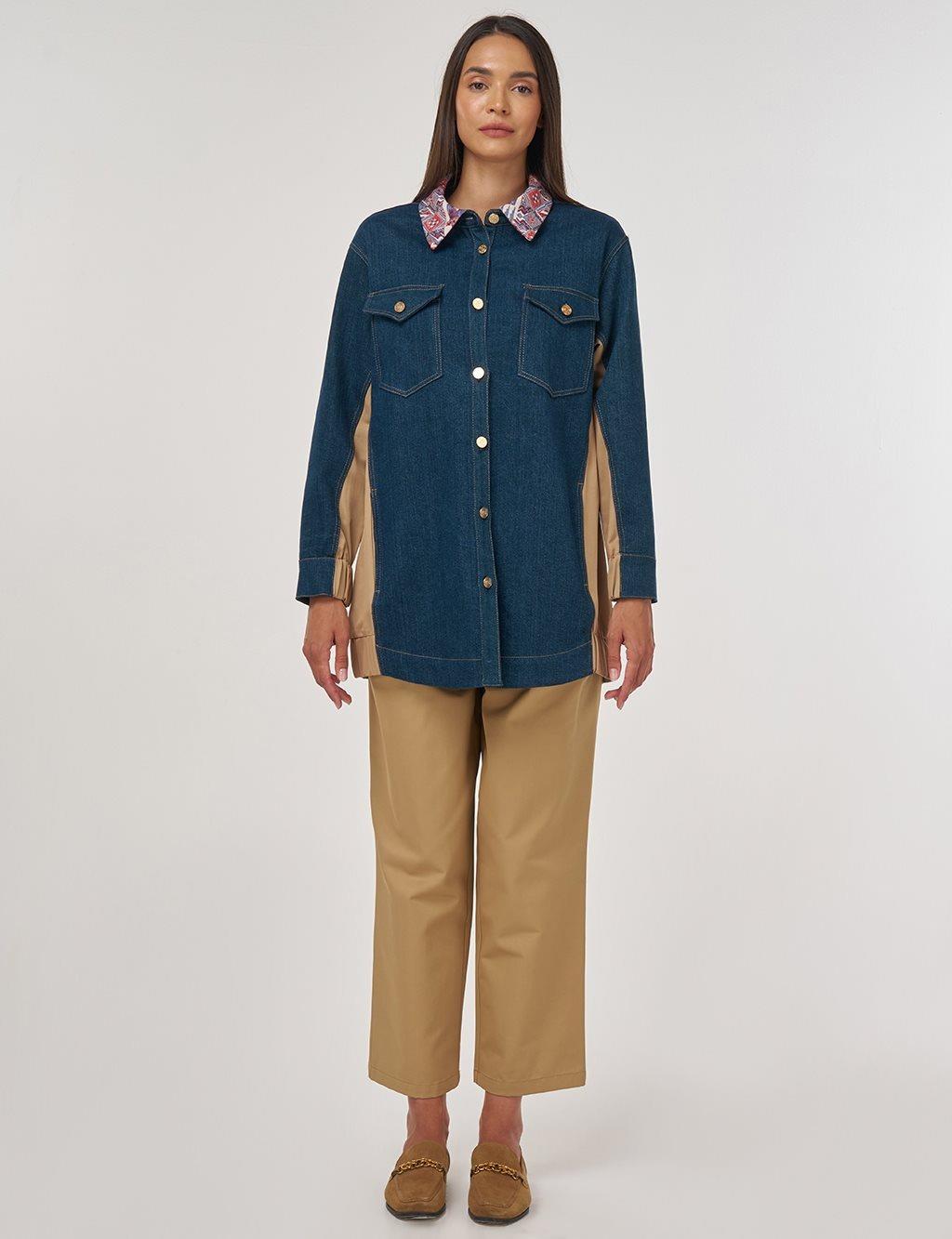 Kayra Jakarlı Denim Ceket KA-A25-13020 - Lacivert