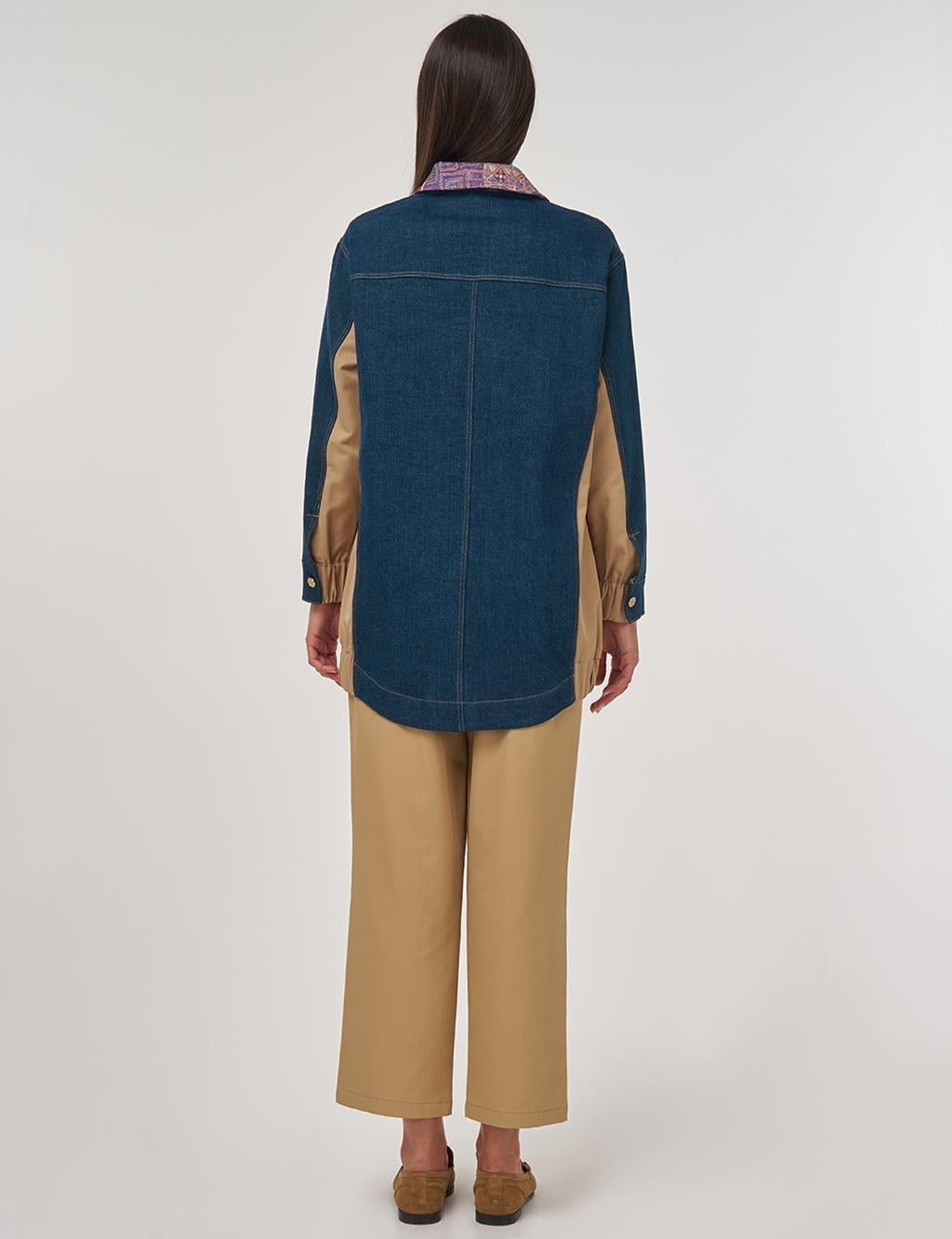 Kayra Jakarlı Denim Ceket KA-A25-13020 - Lacivert