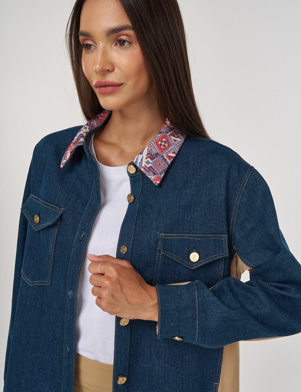 Kayra Jakarlı Denim Ceket KA-A25-13020 - Lacivert