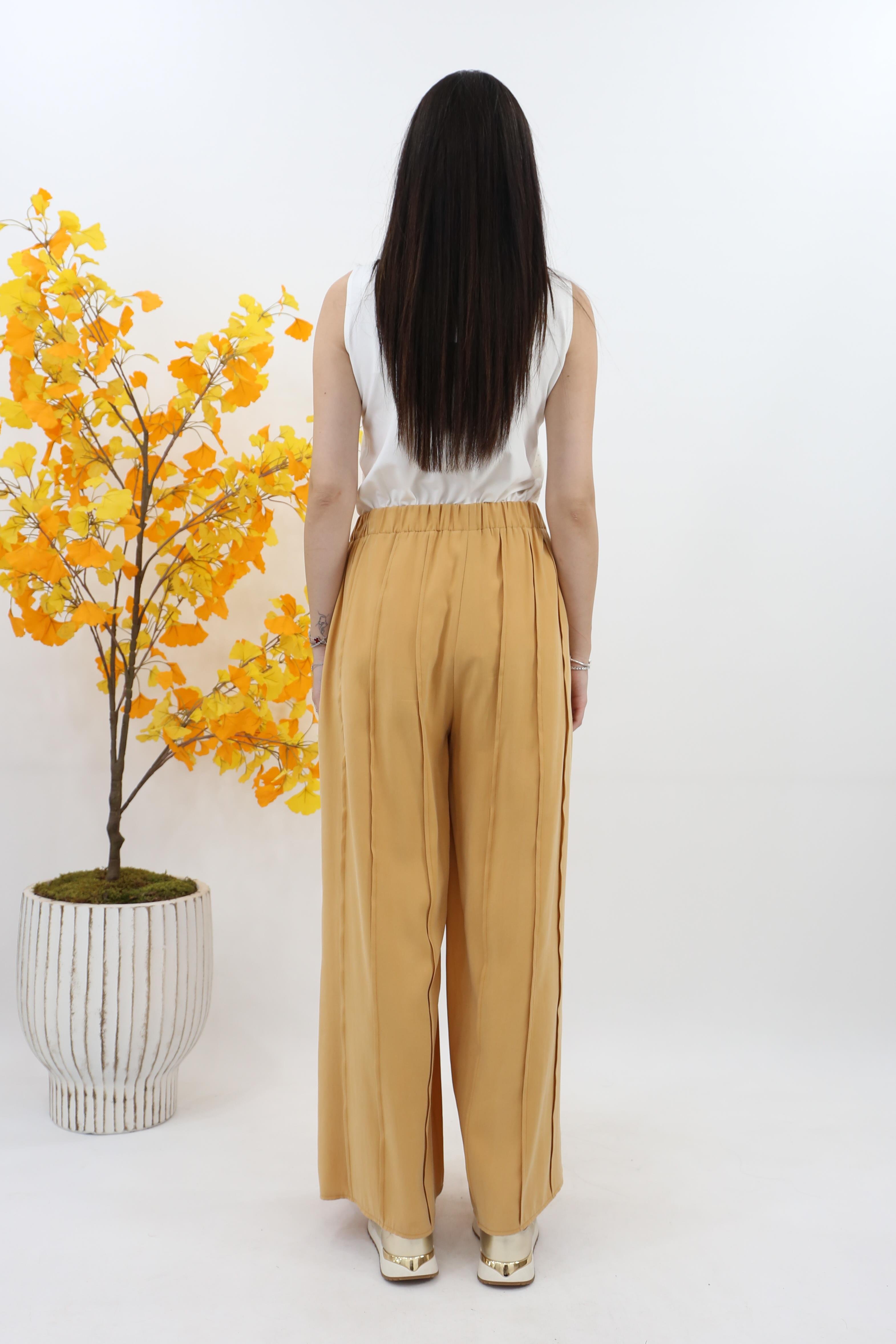Kayra Parçalı Rayon Pantolon KA-B25-19036 - Safran