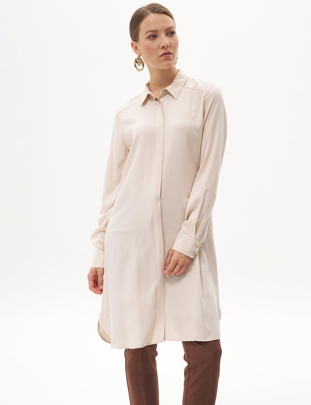 Kayra Patı Gizli Basic Uzun Tunik KA-SZ-21518 - Taş
