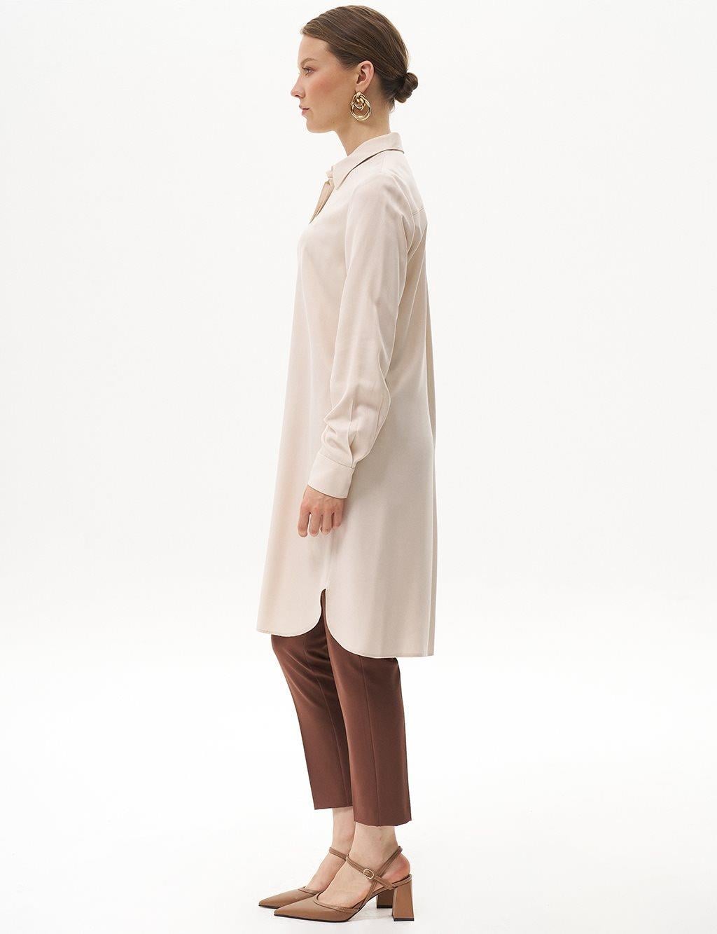 Kayra Patı Gizli Basic Uzun Tunik KA-SZ-21518 - Taş