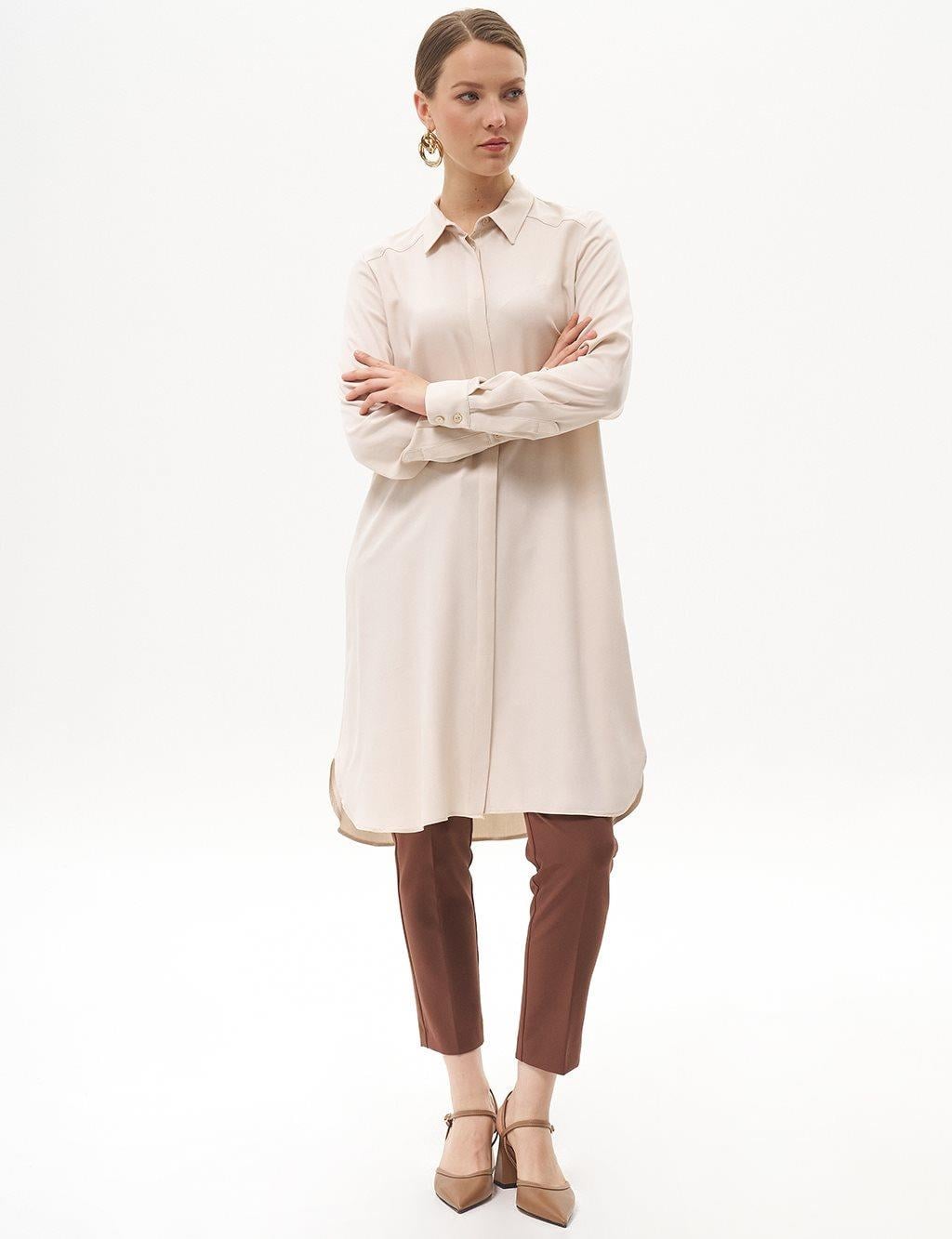 Kayra Patı Gizli Basic Uzun Tunik KA-SZ-21518 - Taş
