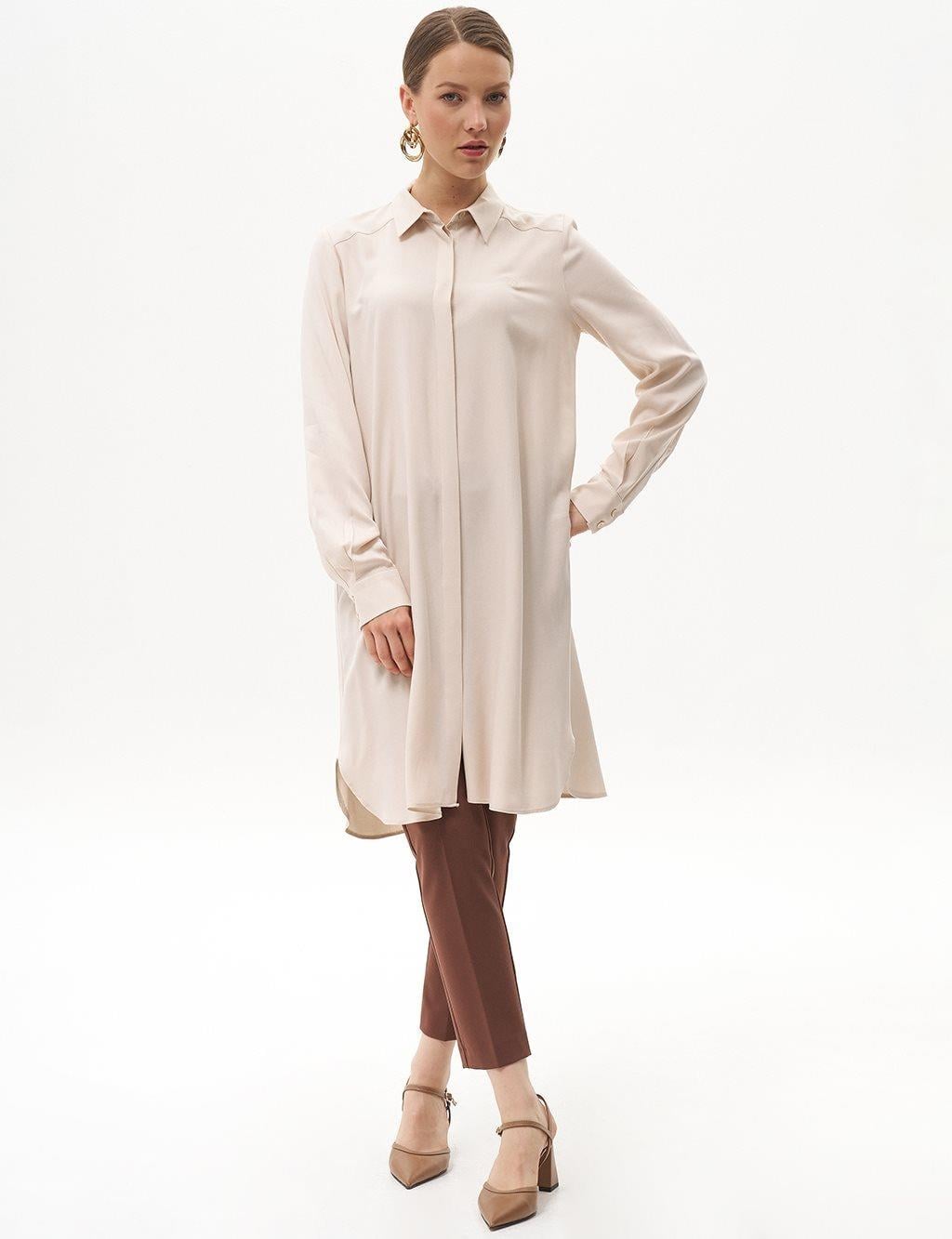 Kayra Patı Gizli Basic Uzun Tunik KA-SZ-21518 - Taş