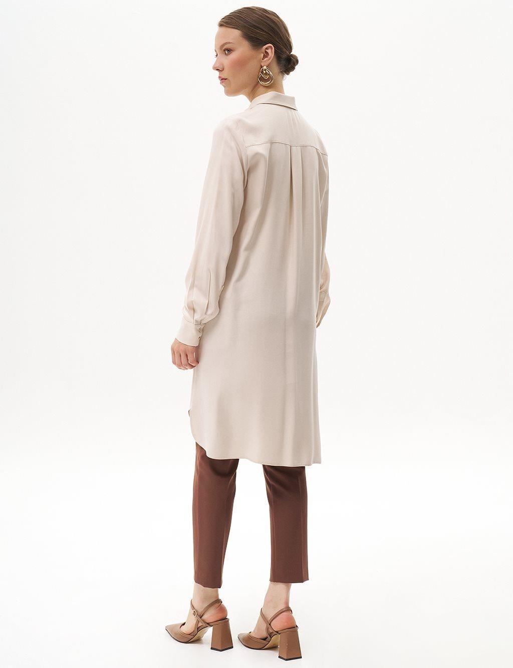 Kayra Patı Gizli Basic Uzun Tunik KA-SZ-21518 - Taş