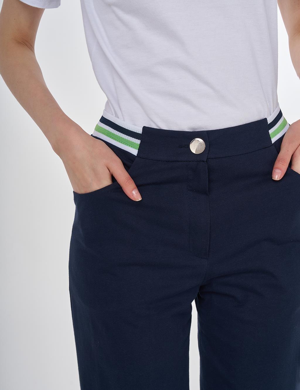 Kayra Ribanalı Wide Leg Pantolon - K.Lacivert