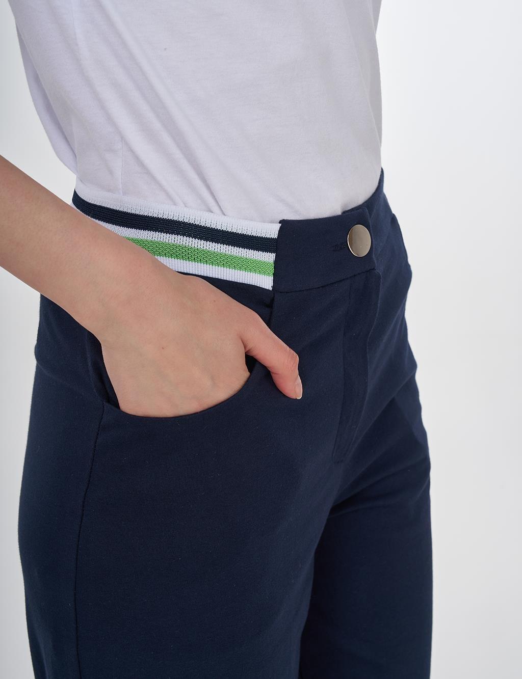 Kayra Ribanalı Wide Leg Pantolon - K.Lacivert
