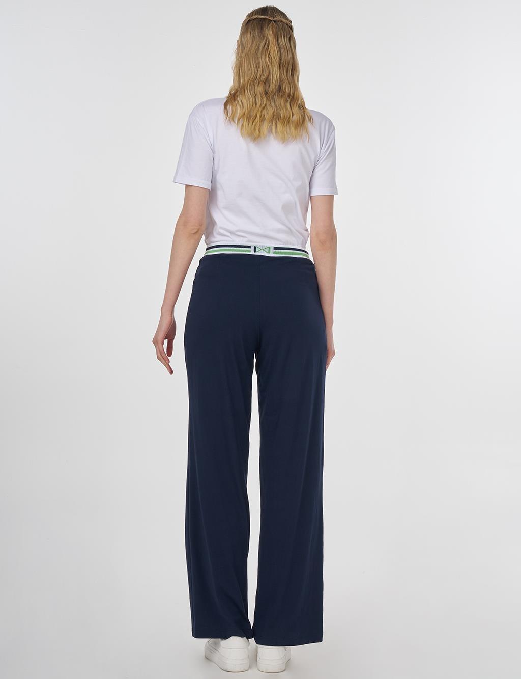 Kayra Ribanalı Wide Leg Pantolon - K.Lacivert