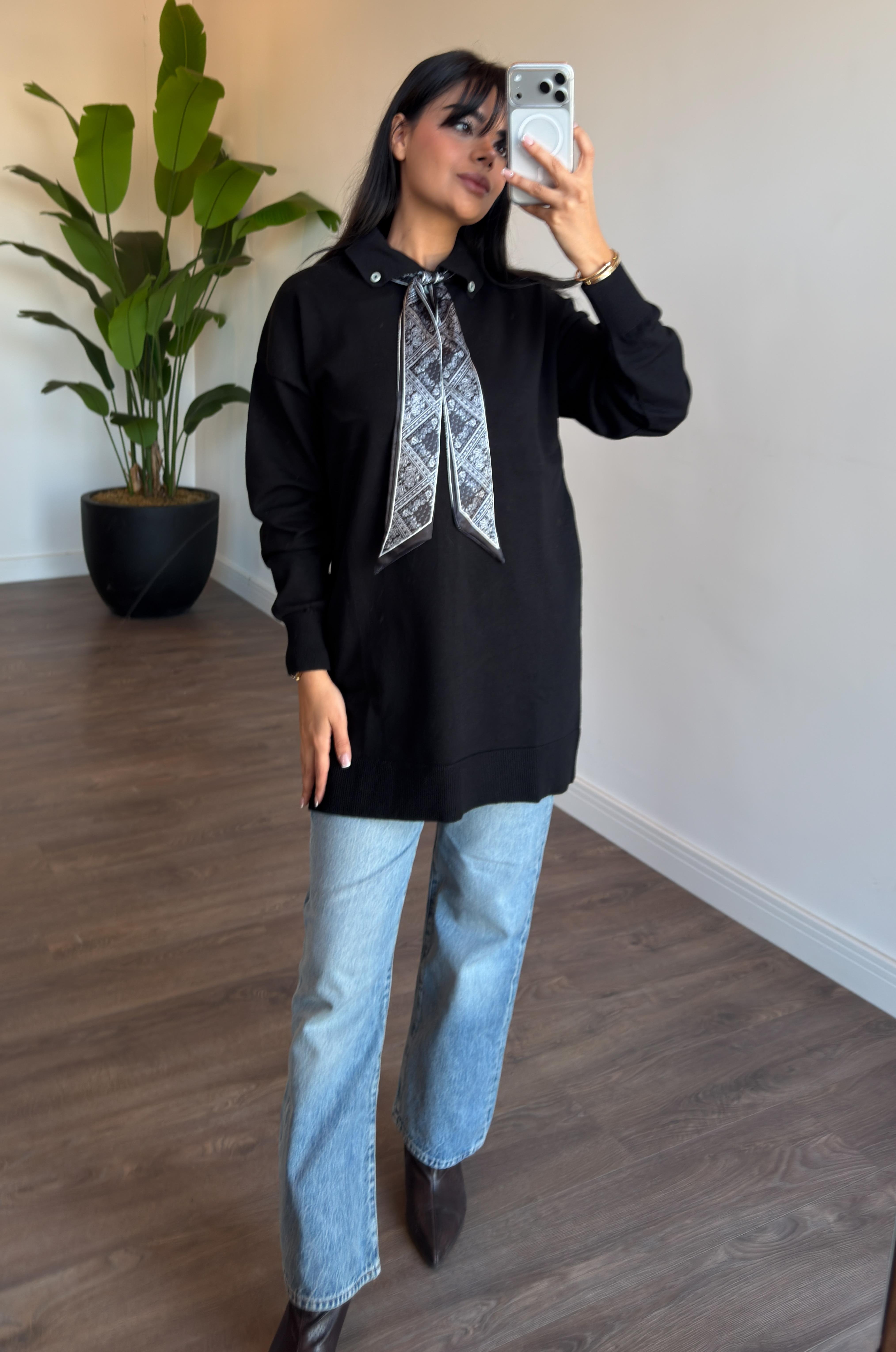 Korsman Flarlı Tunik - Siyah