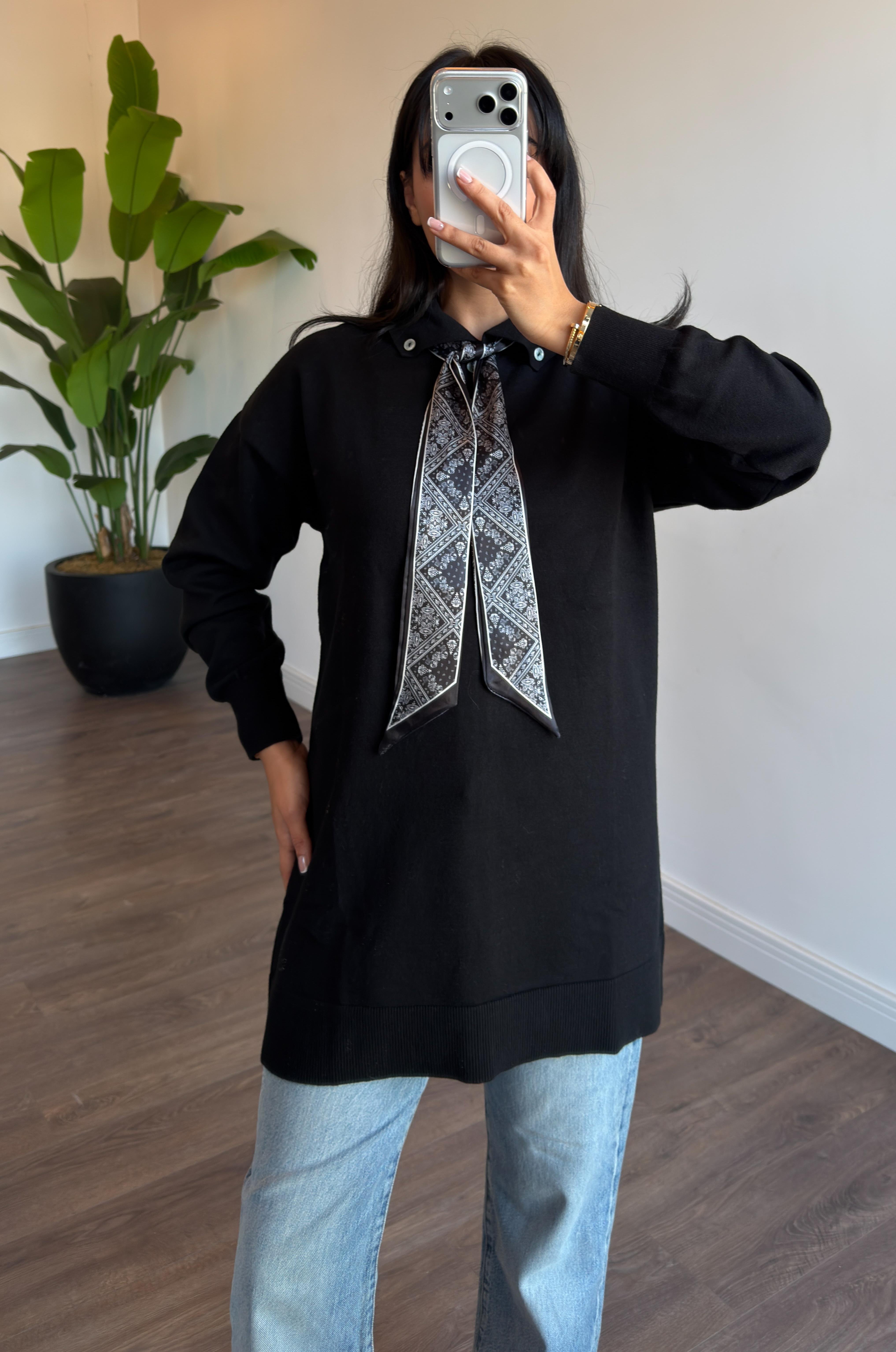 Korsman Flarlı Tunik - Siyah