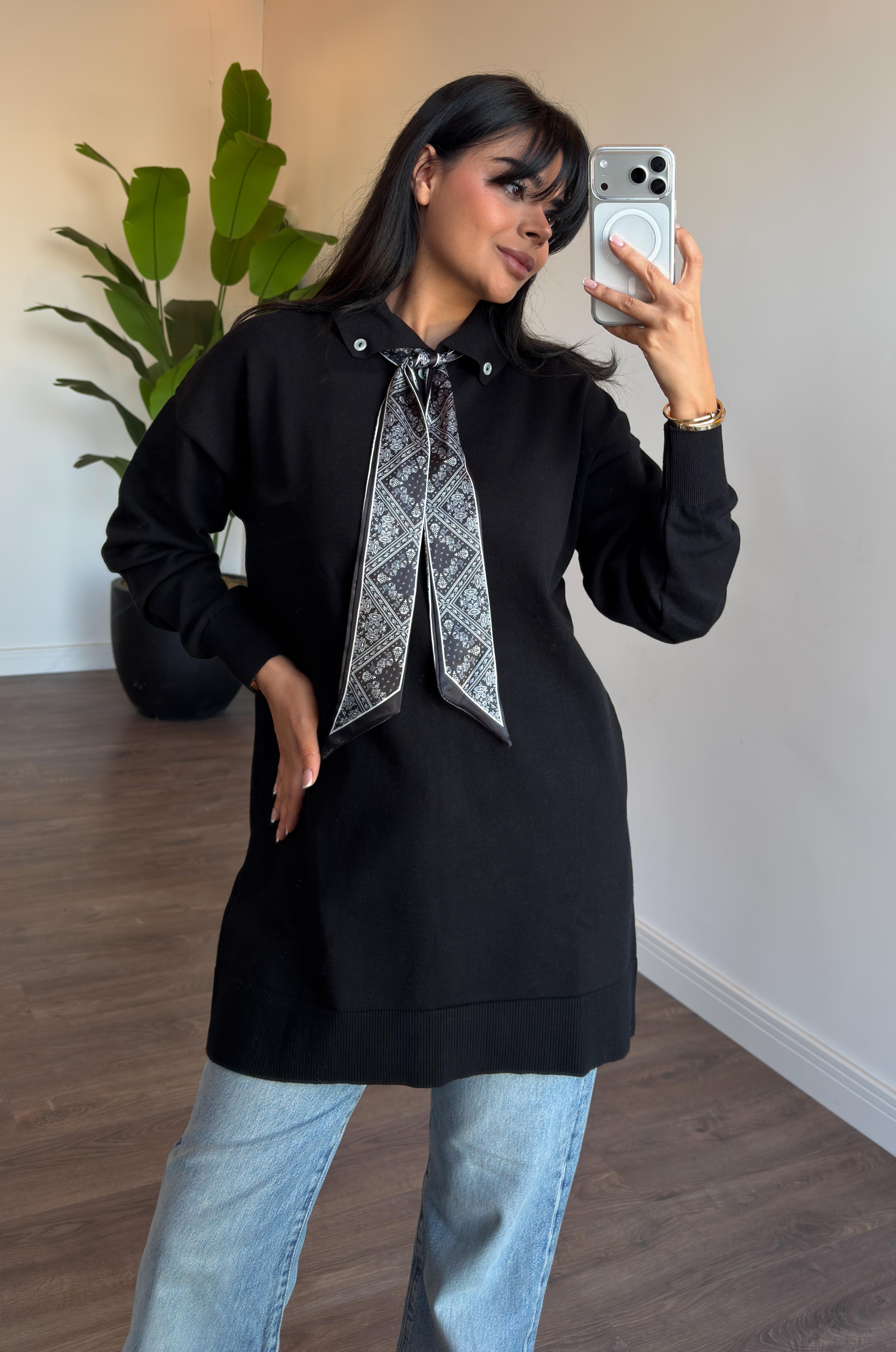 Korsman Flarlı Tunik - Siyah
