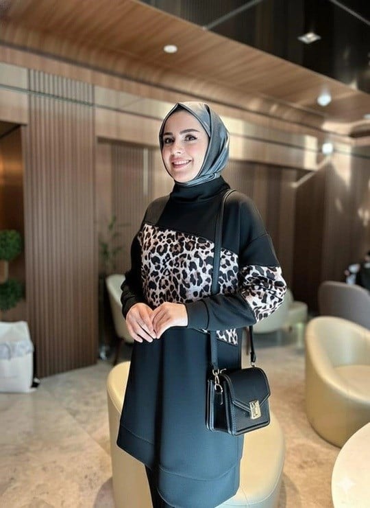 Leopar Garnili Takım - Siyah