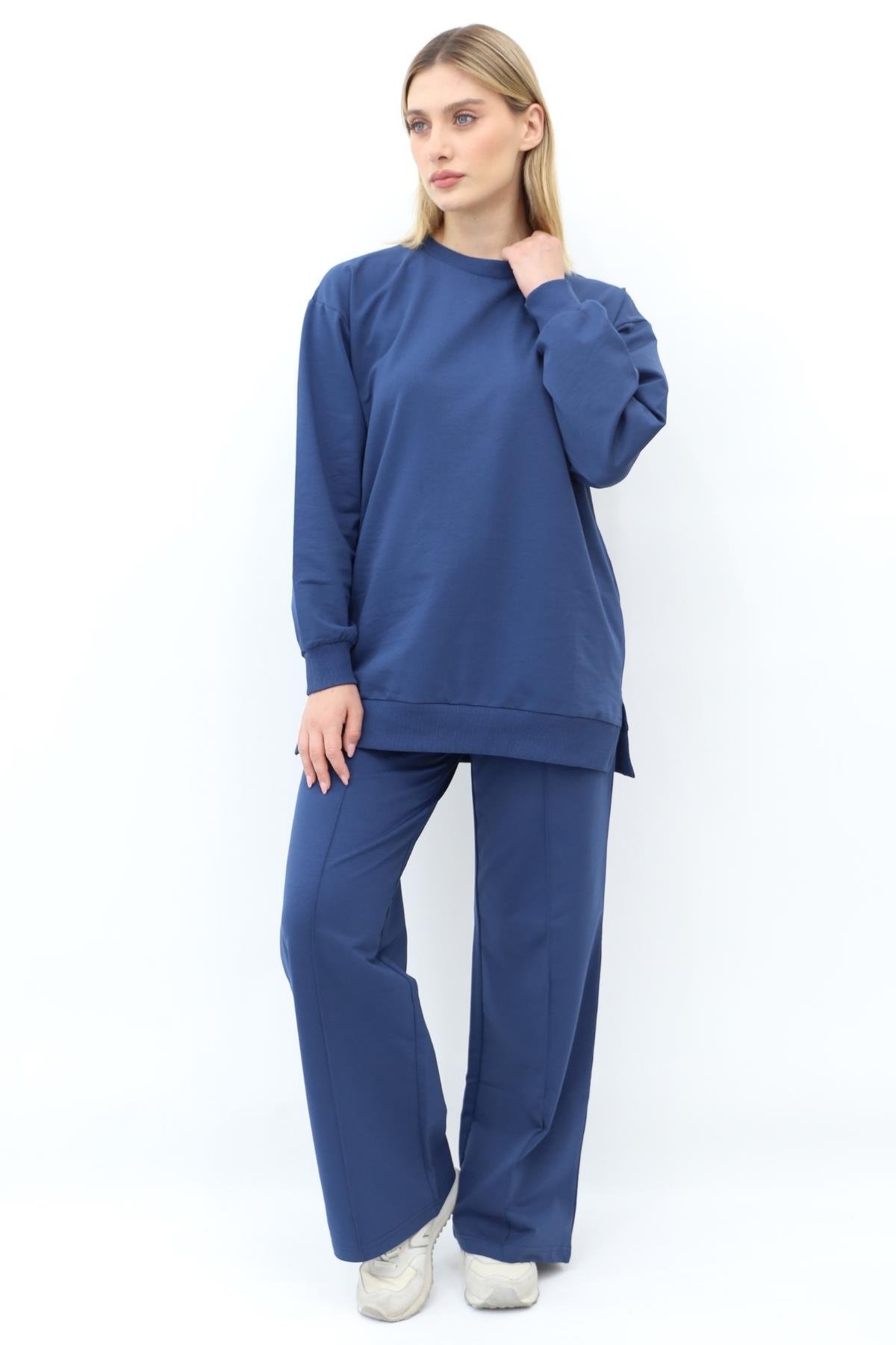 Mahhar İki İplik Ribanalı Basic Tunik - İndigo