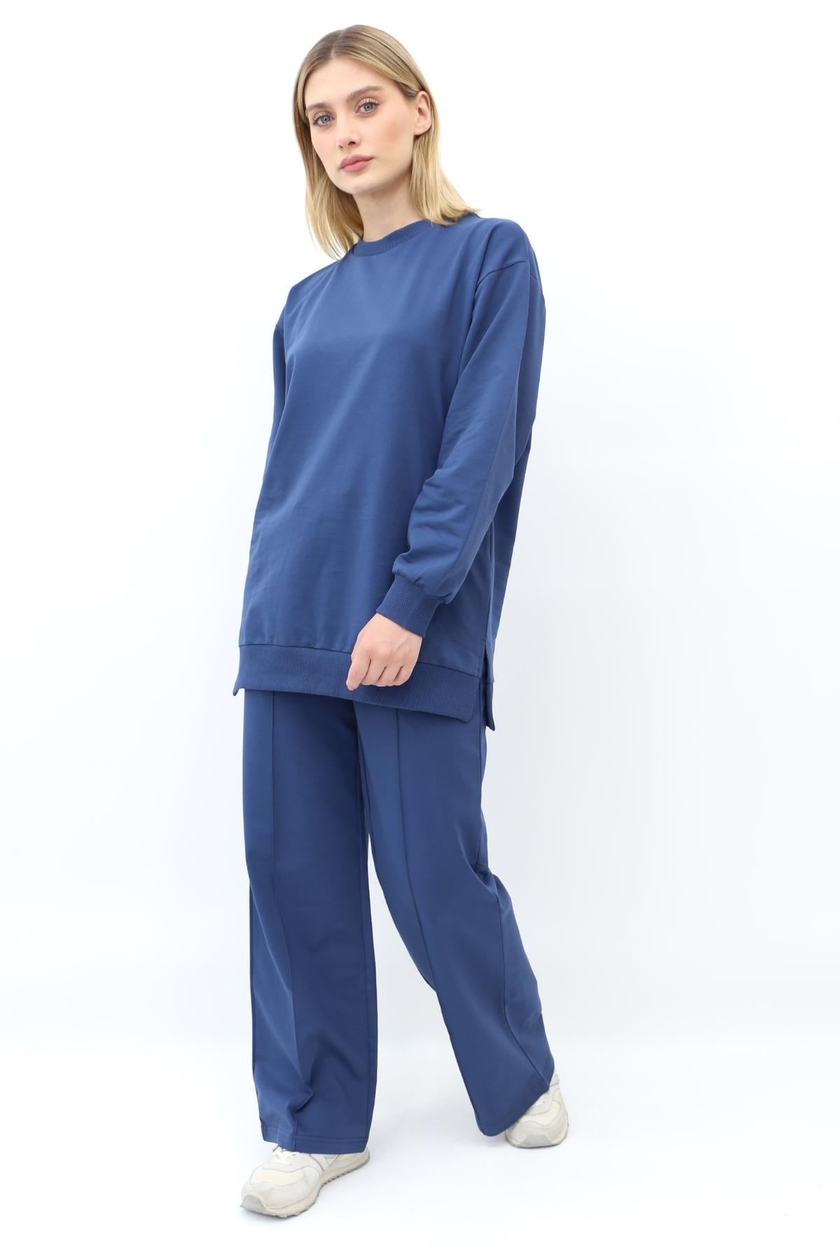 Mahhar İki İplik Ribanalı Basic Tunik - İndigo