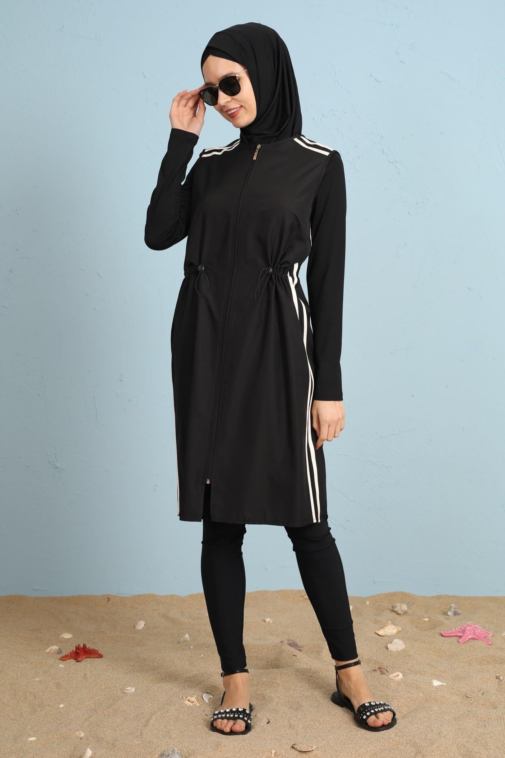 Moodbasic Beyaz Biyeli Mayo Sw12.0086 - Siyah