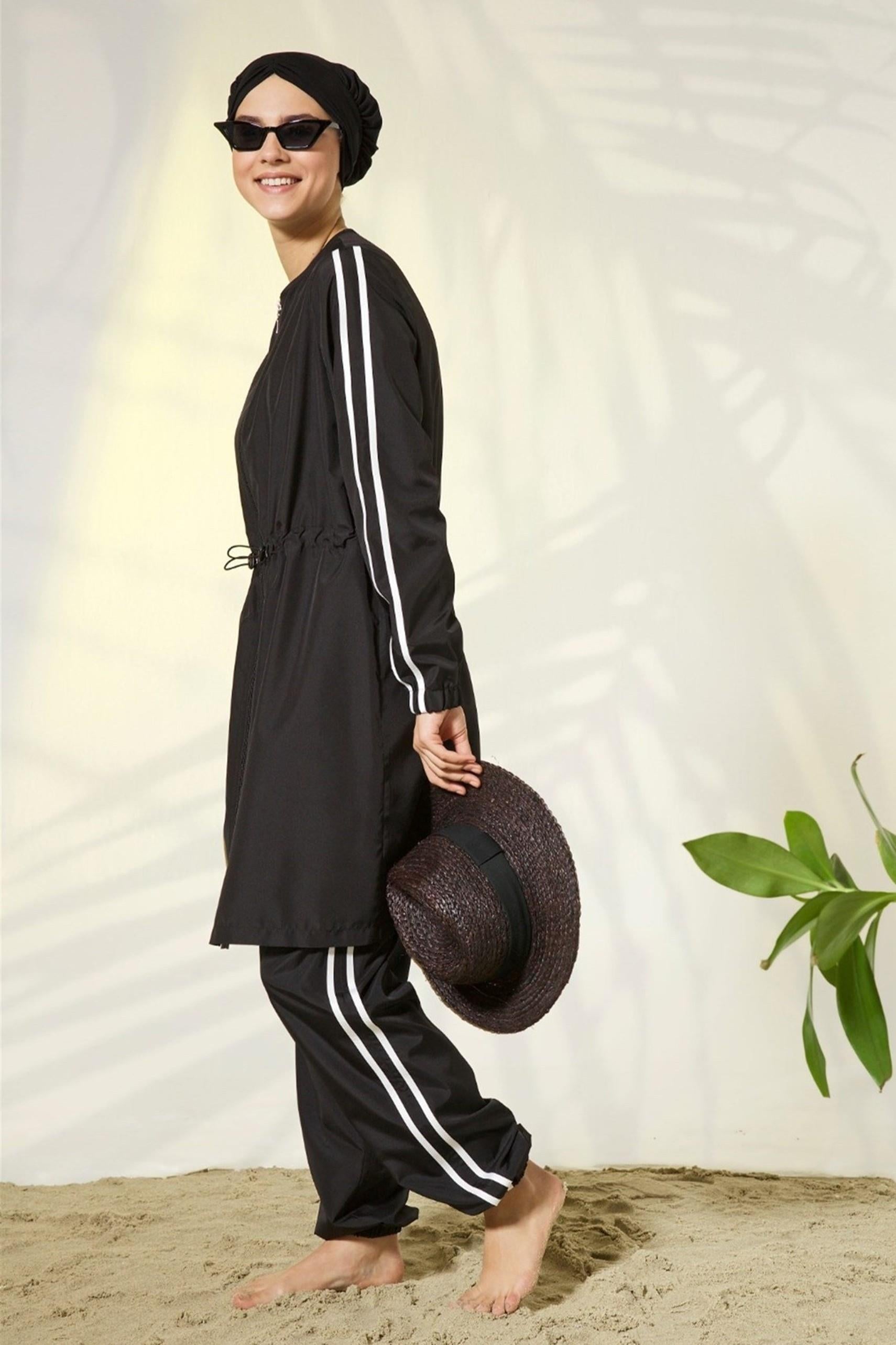Moodbasic Biyeli Manşeti Lastikli Mayo Sw12.0064 - Siyah