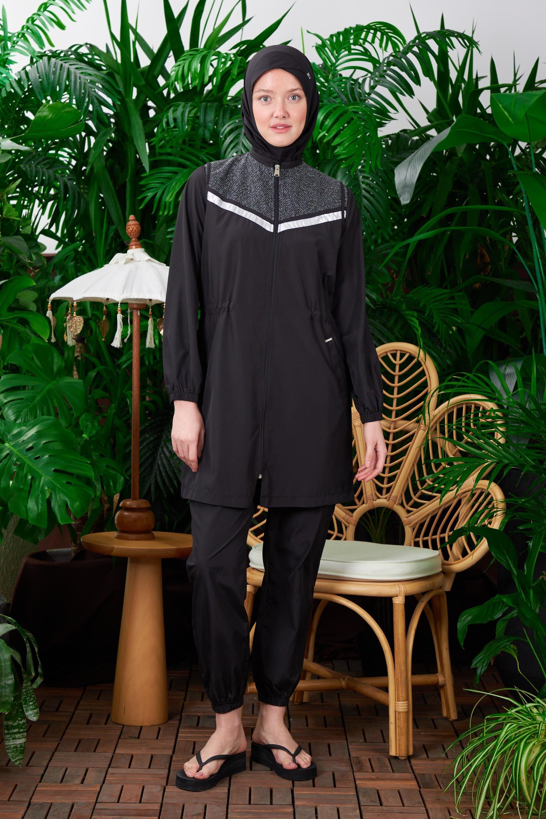 Moodbasic Yelekli Tulum Tesettür Mayo Sw36.235 - Siyah